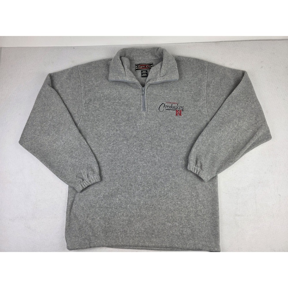 Vintage Nebraska Cornhuskers Fleece 1/4 Zip Pullover Sweatshirt Mens M NCAA